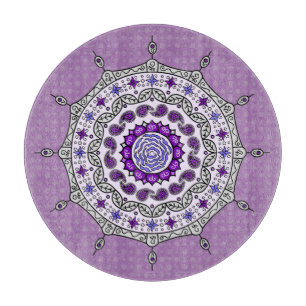 Planche à découper en verre argenté Mehndi Fantasy