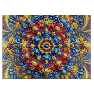 Planche à découper en verre aux couleurs roumaines