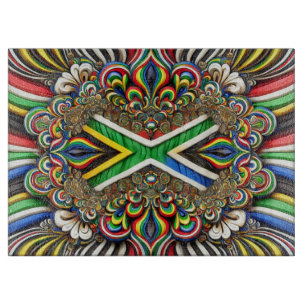 Planche à découper en verre aux couleurs sud-afric