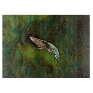 Planche à découper en verre avec art d'oiseau coli