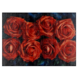 Planche à découper en verre avec art floral de ros