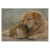 Planche à découper en verre avec chien et chat se (Devant)