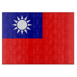 Planche à découper en verre avec Drapeau de Taïwan