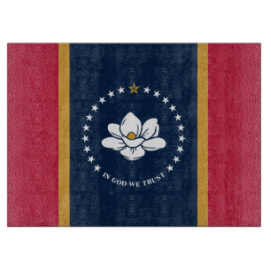 Planche à découper en verre avec drapeau du Missis