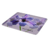 Planche à découper en verre avec Irises Bleues (Coin)