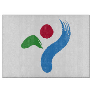 Planche à découper en verre avec le drapeau de Séo