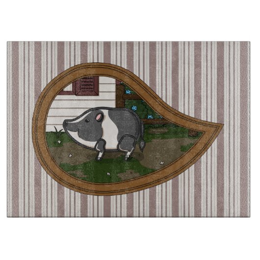 Planche à découper en verre Basil le Cochon (Devant)