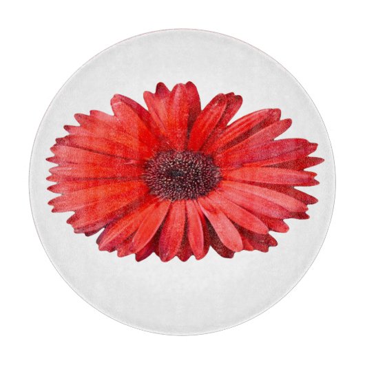 Planche à découper en verre botanique Daisy Orange (Devant)