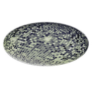 Planche à découper en verre boule disco argent rét