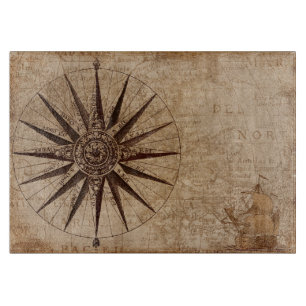 Planche à découper en verre carte antique vintage