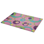 Planche à découper en verre Cercles Rose Funky (Coin)