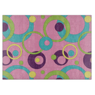 Planche à découper en verre Cercles Rose Funky