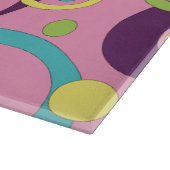 Planche à découper en verre Cercles Rose Funky (Coin)