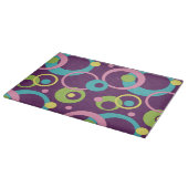 Planche à découper en verre Cercles Violets Funky (Coin)