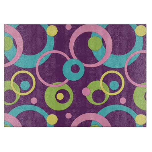 Planche à découper en verre Cercles Violets Funky (Devant)
