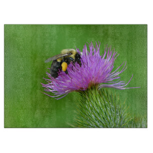 Planche à découper en verre d'abeille et de chardo