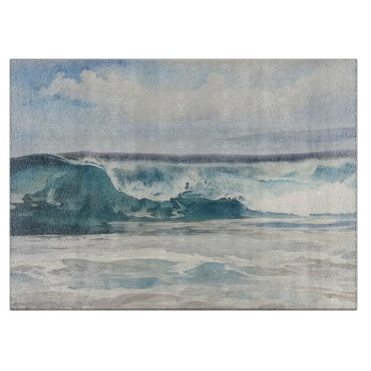 Planche à découper en verre d'art de plage avec va (Devant)
