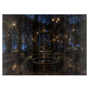 Planche à découper en verre de fontaine de hall de