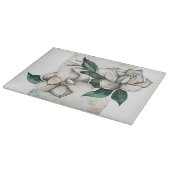 Planche à découper en verre de Magnolias blanc (Coin)