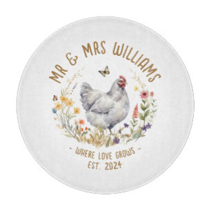 Planche à découper en verre de mariage Rond Gris P