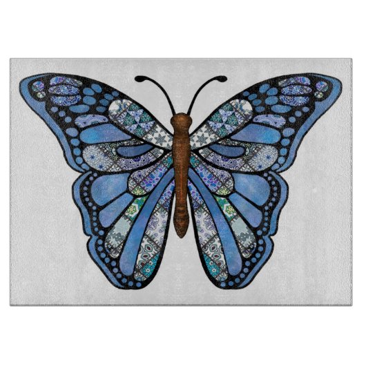 Planche à découper en verre décoratif/papillon (Devant)