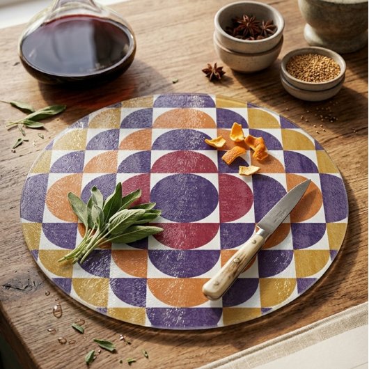 Planche à découper en verre décorative à cercles r