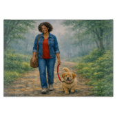 Planche à découper en verre décorative "Promenade (Devant)