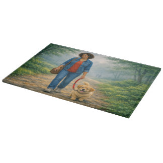 Planche à découper en verre décorative "Promenade
