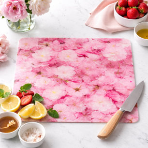Planche à découper en verre Fleur de cerisier rose