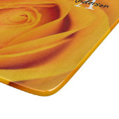 Planche à découper en verre fleur de rose jaune (Coin)