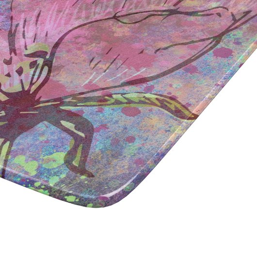 Planche à découper en verre Fleur rose (Coin)