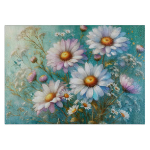 Planche à découper en verre fleuri Daisy
