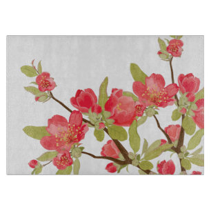 Planche à découper en verre Fleurs de cerisier ros