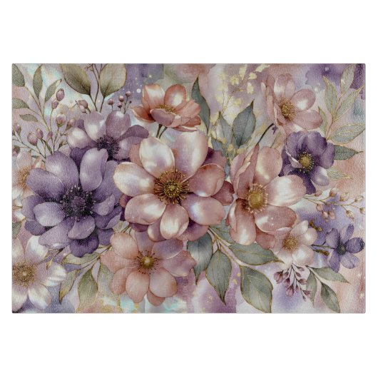 Planche à découper en verre floral Cadeau de cuisi (Devant)