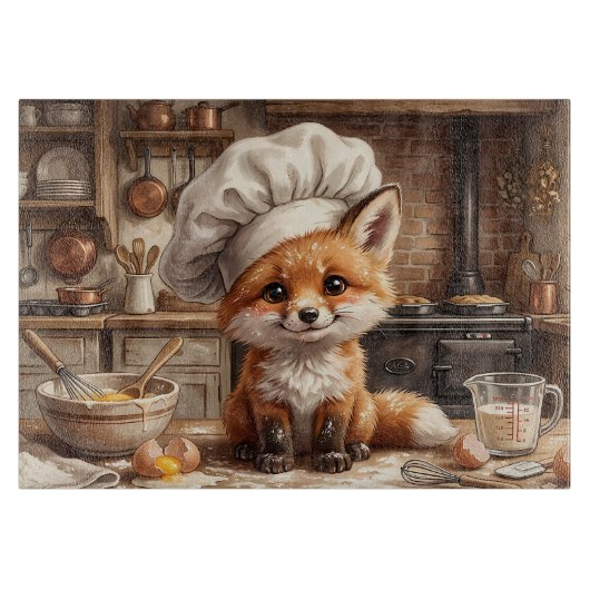 Planche à Découper en Verre Fox Messy Baking (Devant)
