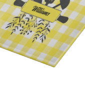 Planche à découper en verre Gourmet Gingham jaune (Coin)