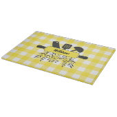 Planche à découper en verre Gourmet Gingham jaune (Coin)