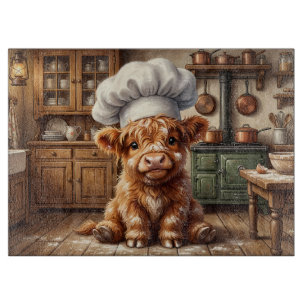 Planche à découper en verre Highland Cow Pâtisseri