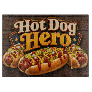 Planche à découper en verre Hot Dog Hero   Thème d