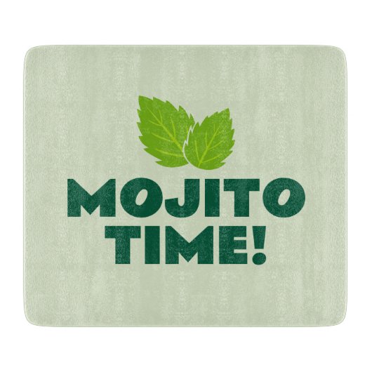Planche à découper en verre Mojito Time pour soiré (Devant)