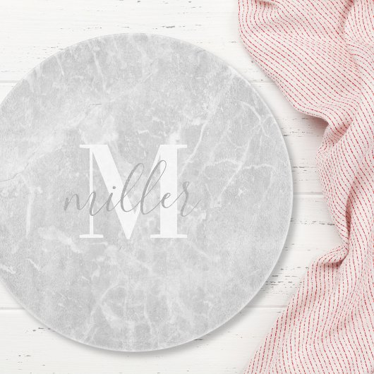 Planche à découper en verre monogramme en marbre b
