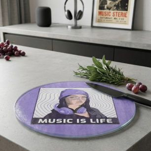 Planche à Découper en Verre Music Is Life – Vibes 