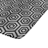 Planche à découper en verre noir blanc hexagone gé (Coin)