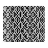 Planche à découper en verre noir blanc hexagone gé (Devant)