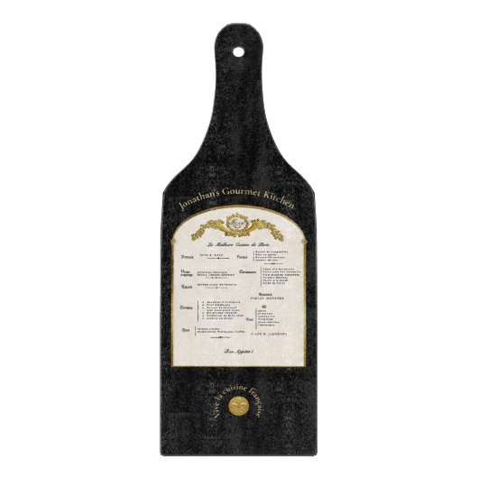 Planche à découper en verre noir Menu Français (Devant)