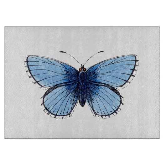 Planche à découper en verre - Papillon Bleu (Devant)