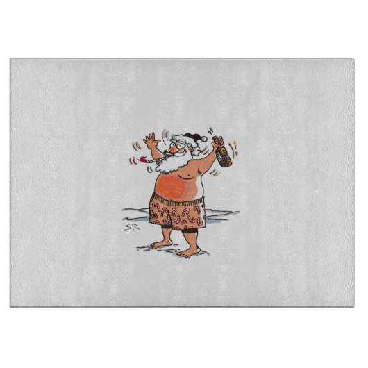 Planche à découper en verre Père Noël ivre (Devant)