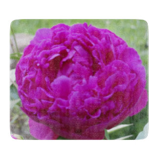 Planche à découper en verre petite pivoine rose pr