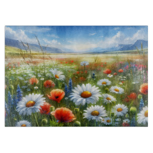 Planche à découper en verre Prairie de fleurs sauv