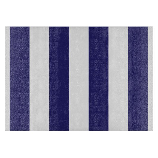 Planche à découper en verre rayé bleu et blanc (Devant)